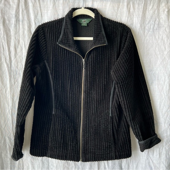 Women's Woolrich Kinsdale Zip Up Ribbed Corduroy Jacket Black Size Medium - Picture 1 of 8